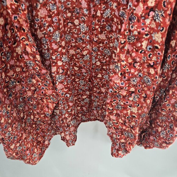 Torrid Red Floral Open Viscose Open Ruana Kimono Boho Cardigan Size 1x/2x - Picture 6 of 15